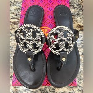 Tory Burch Miller Sandal Cobra Print Black/Natural/Coconut